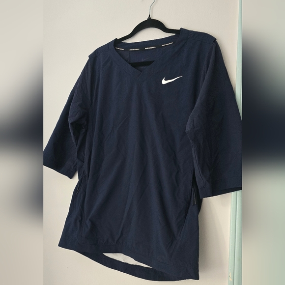 Nike Men's  Hot Baseball Wind Jacket V-Neck Black 3/4 Sleeve. Size S - Picture 3 of 16